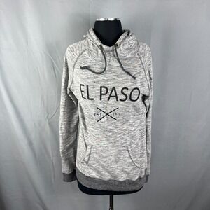US Apparel Hoodie Womens Large Heathered Gray Cotton El Paso Kangaroo Pocket